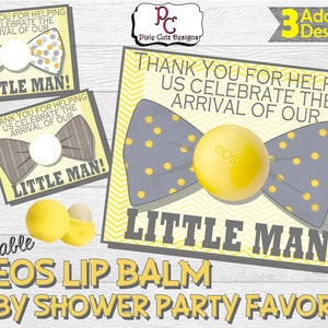 EOS baby shower favor; EOS lip balm shower gift; EOS baby boy lip balm holder; Lip balm favor; Lil man; bsf305