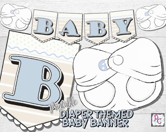 Baby boy banner; Baby banner; boy banner; diaper baby banner; diaper boy banner; printable banner; printable baby banner; banner small; DPR1