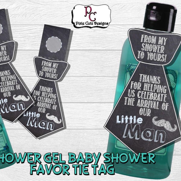 From my shower to yours baby shower favor tag; Little Man favor tag; Lil Man favor tag; Shower gel baby shower gel; boy baby shower favor