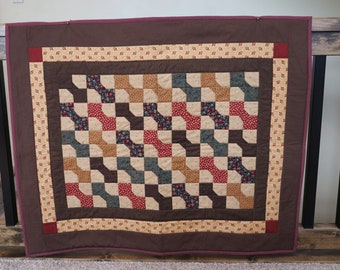 Civil War Baby Quilt or Large Table Topper - Handmade - 35" x 42" - Reproduction prints make a lovely historic-looking small quilt