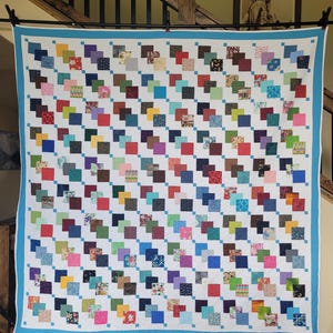 Scrappy Stacks - Extra-large queen-sized, handmade quilt - 97&quot; square - An heirloom in the making!
