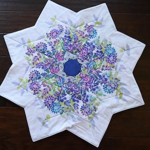 Floral Beauty - Extra-Large, handmade, star-shaped, quilted table topper or dresser scarf - 32&quot; - Free shipping!