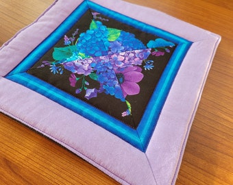 Lovely Lilac Potholder - Handmade, quilted item - 9" square