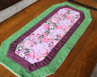 Mother's Day Love! Handmade, quilted table topper - 14" by 30.5"