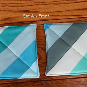Potholder Pairs - Handmade, quilted, two-sided potholders in different designs - approximately 6&quot; square