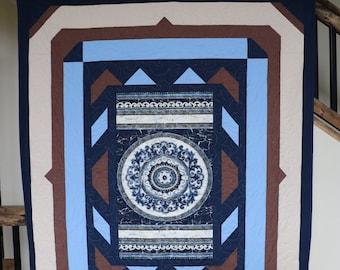 Stonehenge Medallion - Full or twin-sized, handmade quilt - 72" by 89"