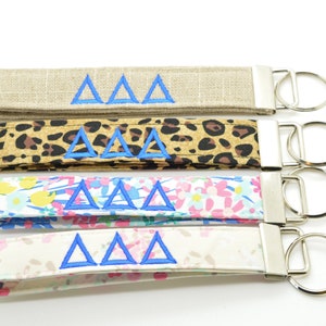 Officially Licensed Delta Delta Delta Sorority Keychain Key Chain Fob Wristlet Greek Life Personalized Embroidered