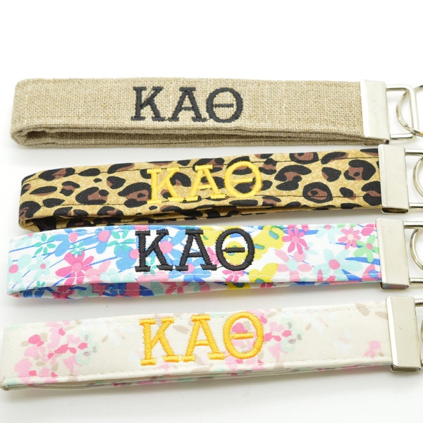 Officially Licensed Kappa Alpha Theta Sorority Keychain Key Chain Fob Wristlet Greek Life Personalized Embroidered