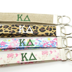 Officially Licensed Kappa Delta Sorority Keychain Key Chain Fob Wristlet Greek Life Personalized Embroidered