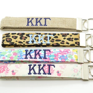 Officially Licensed Kappa Kappa Gamma Sorority Keychain Key Chain Fob Wristlet Greek Life Personalized Embroidered