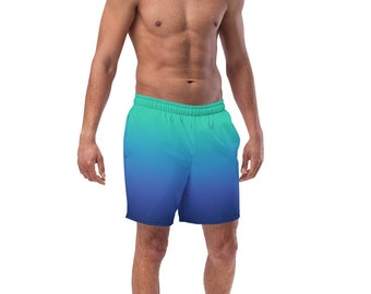 Custom Ombre Swim Trunks for Men - Quick Dry Casual Shorts Mess Lining Side Pockets Elastic Waistband Big & Tall Swim Shorts XS - 6XL