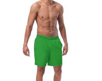 Men's Swim Trunks with Pockets - Green Swim Shorts - Quick Dry Surf Board Shorts