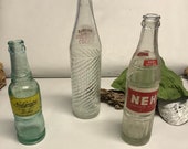 Vintage NuGrape Nehi Glass Bottles - Antique Clear Glass Soda Bottles - Collectible Soda Bottles