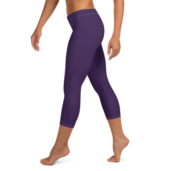 Women's Purple Capri Leggings Mid Rise 