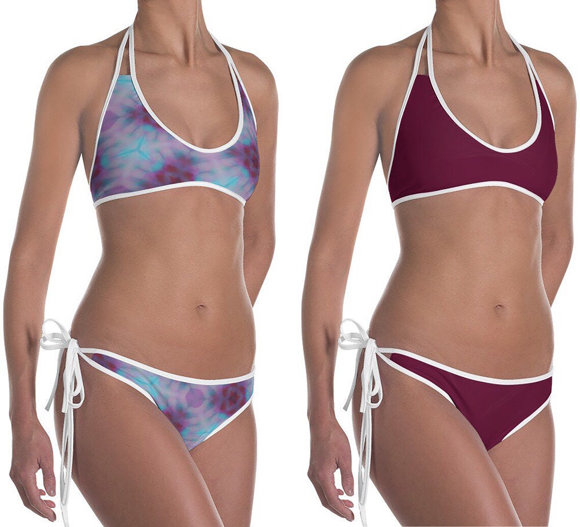 Women's 2 Piece Reversible Bikini Set Swimsuits Etsy