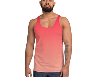 Custom Pink Coral Ombre Tank Top - Gym Workout Body Building Muscle Shirt - Summer Casual Tank Top