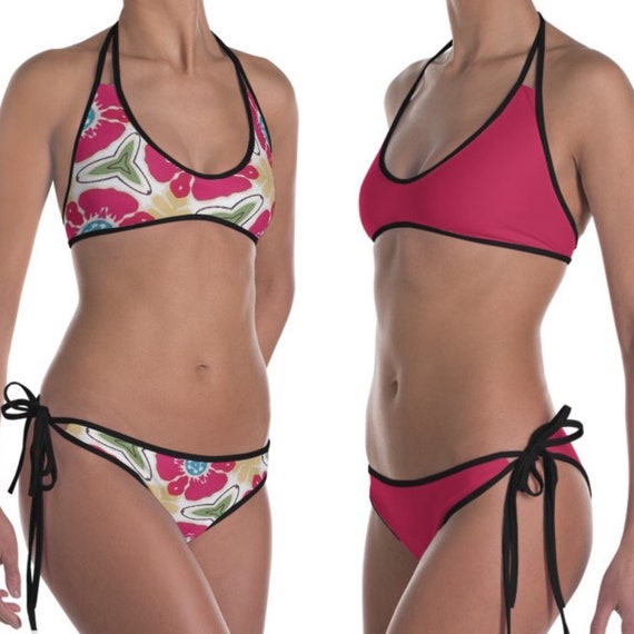 Women's 2 Piece Reversible Bikini Set Swimsuits Etsy
