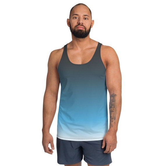 Men's Blue & Gray Ombre Tank Top All Over Custom Graphic - Etsy