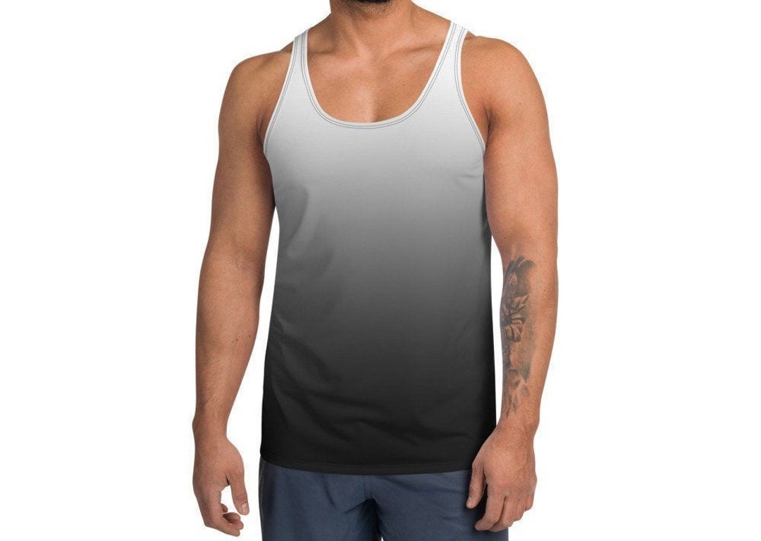 Men's Ombre White & Black Tank Top All Over Custom - Etsy