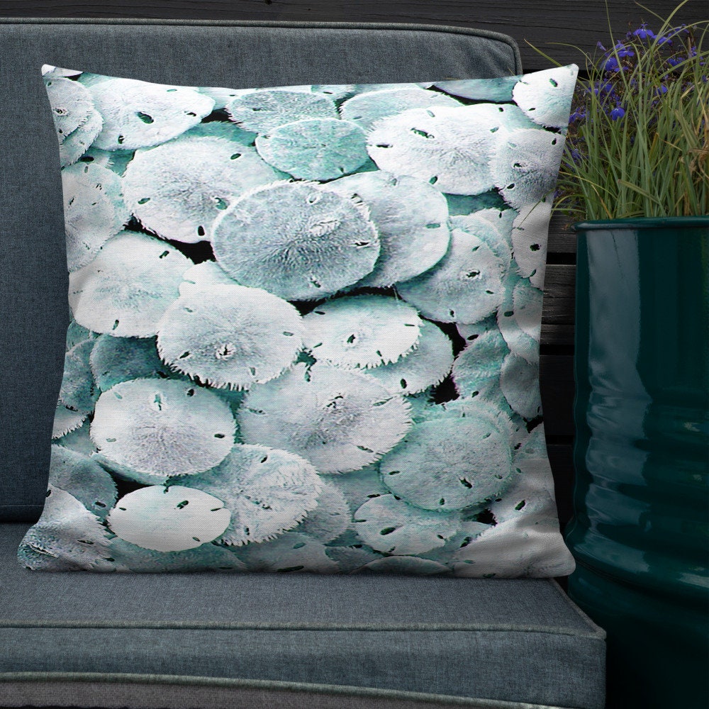 Blue Sand Dollar Decorative Pillow Beach Throw Pillow Etsy
