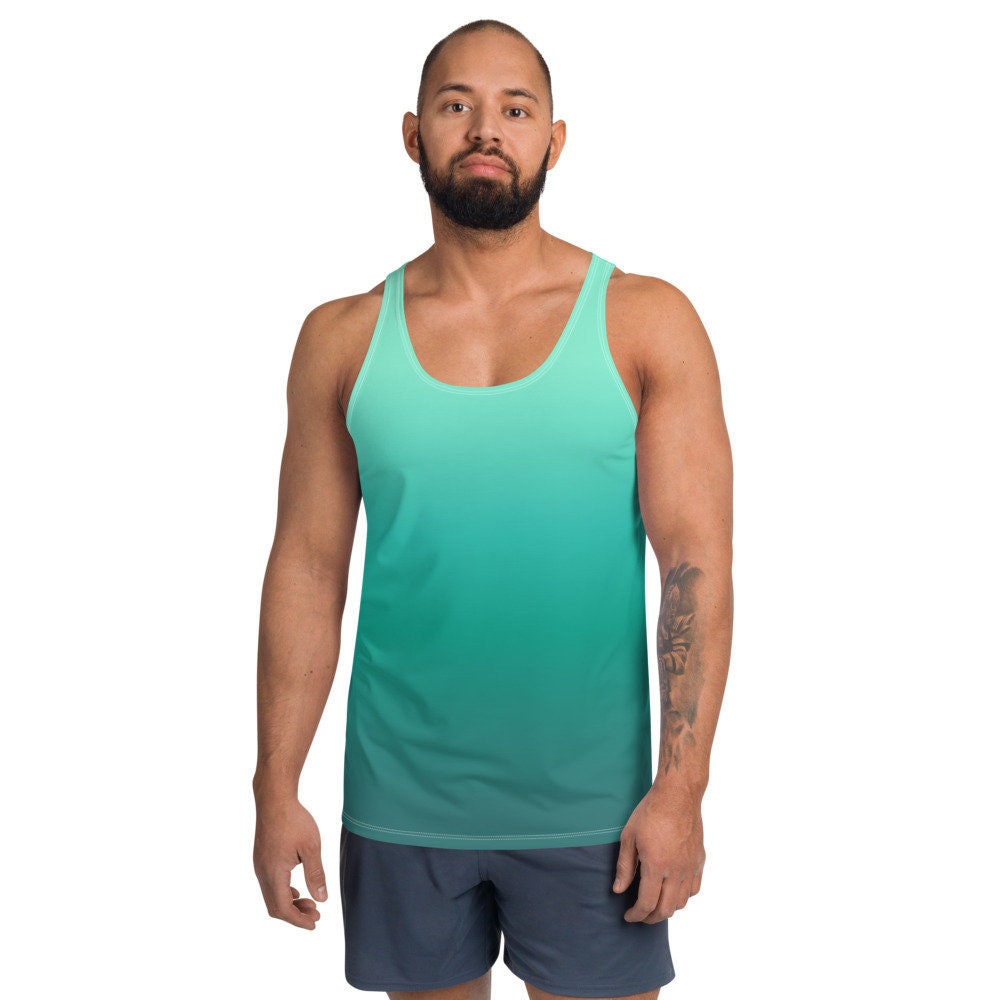 Men's Teal Ombre Tank Top All Over Custom Graphic Tank | Etsy