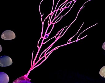 Small Pink UV Reactive Coral Reef Resin Decor - Blacklight Fish Tank Aquarium Terrarium Ornament - Glow in the Dark Decor