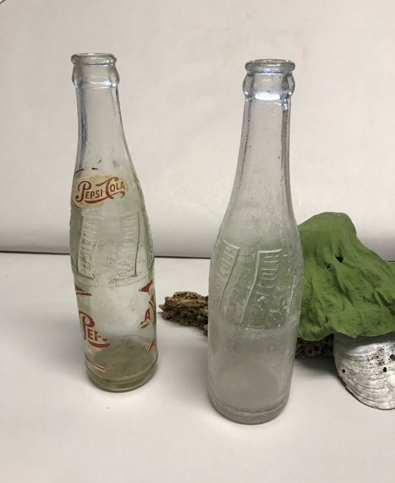 Vintage Pepsi Cola Glass Bottles Clear Glass Soda Bottles | Etsy