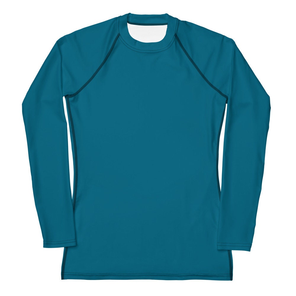 Teal Long Sleeve Rash Guard Sun Protection Pullover Beach Swim Surf Pool  Shirt Plus Size Rash Guard Shirt 