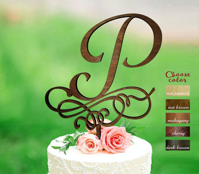 Letter P Cake Topper Gold Initial Cake Topper Wedding Cake Etsy