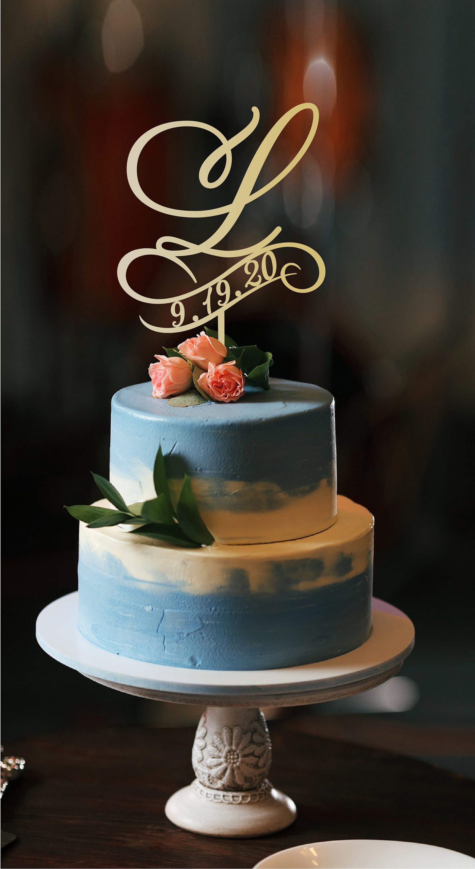 Fully Covered Crystal Monogram Wedding Cake Topper Letter - Letter H, 4.75 Inches Tall - View #8