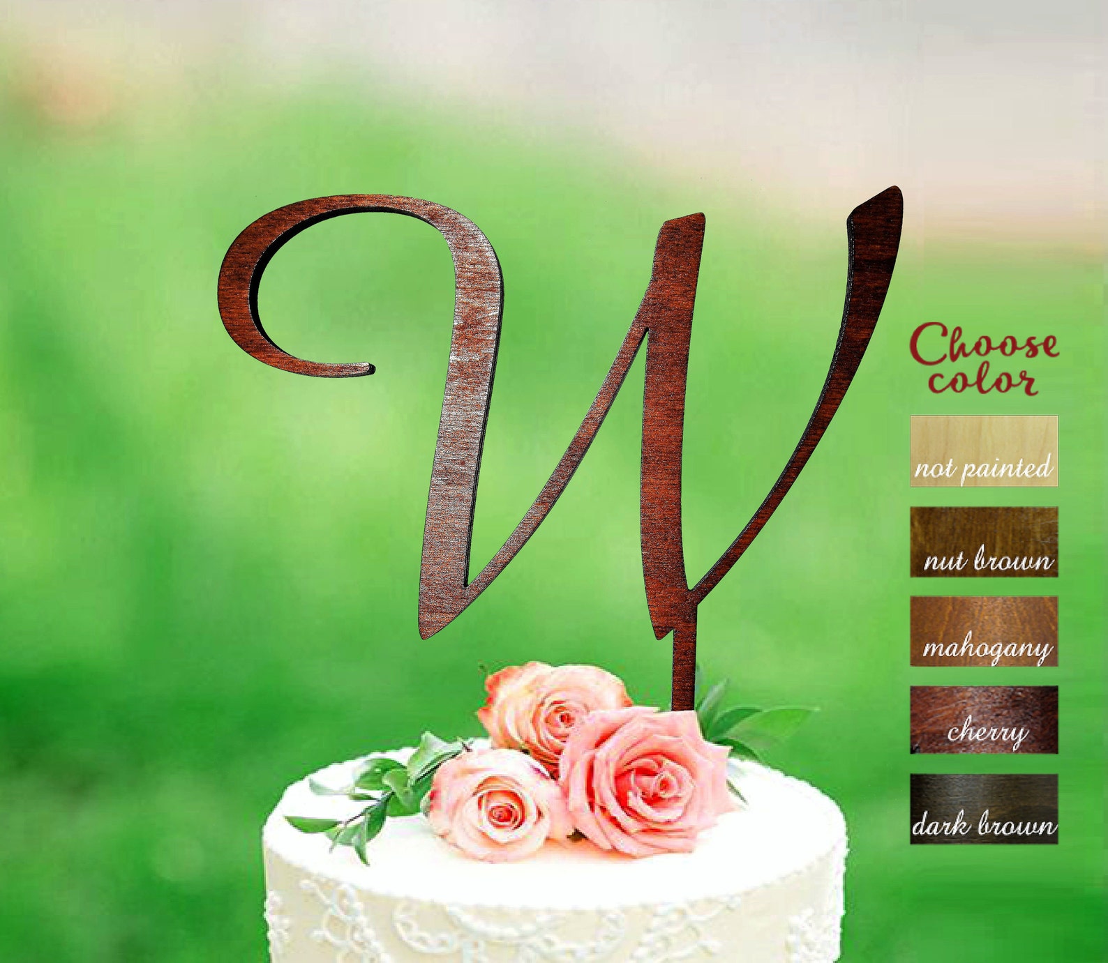 Letter w cake topper cake topper wedding rustic cake topper Etsy