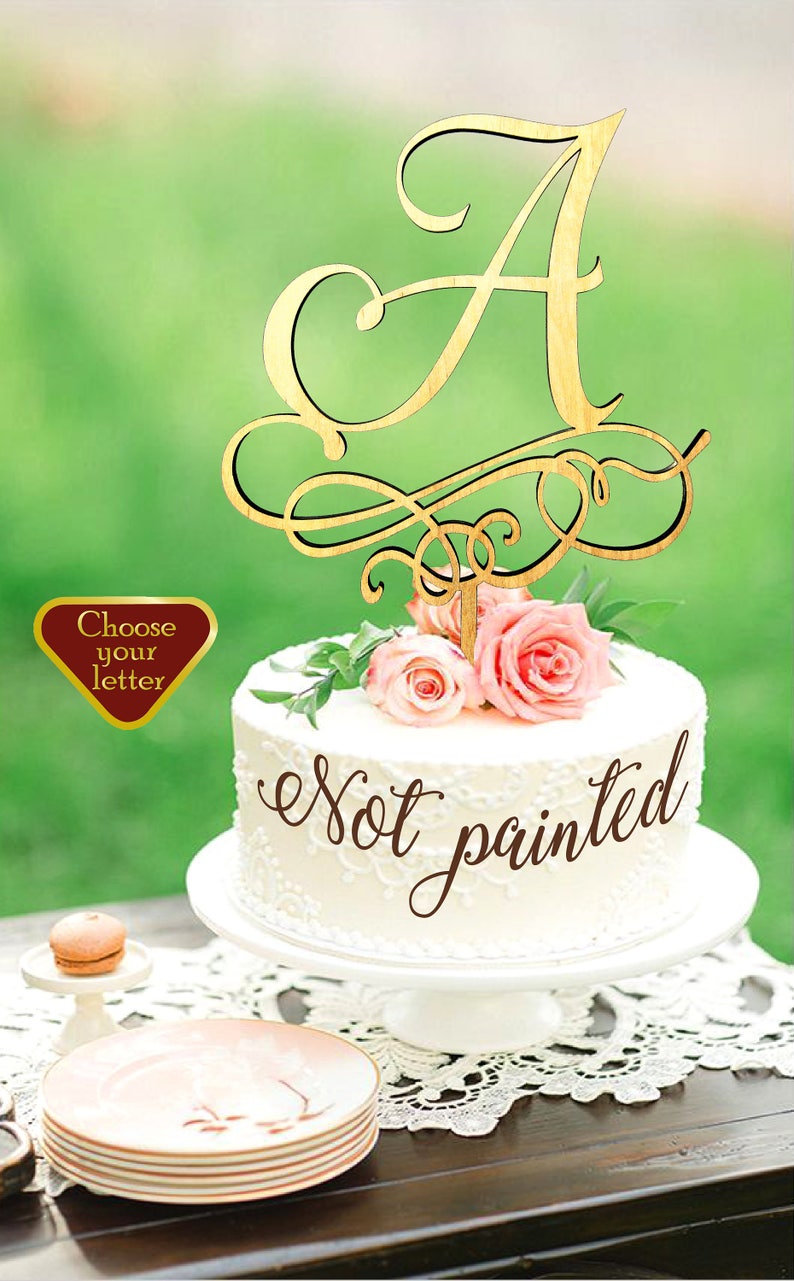 monogram cake toppers rustic cake topper Letter A cake topper letters cake topper gold initial cake topper CT#240 wedding cake topper