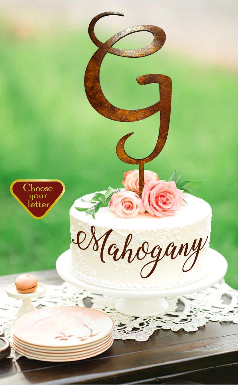Letter g cake topper Initials Cake Topper letter and date