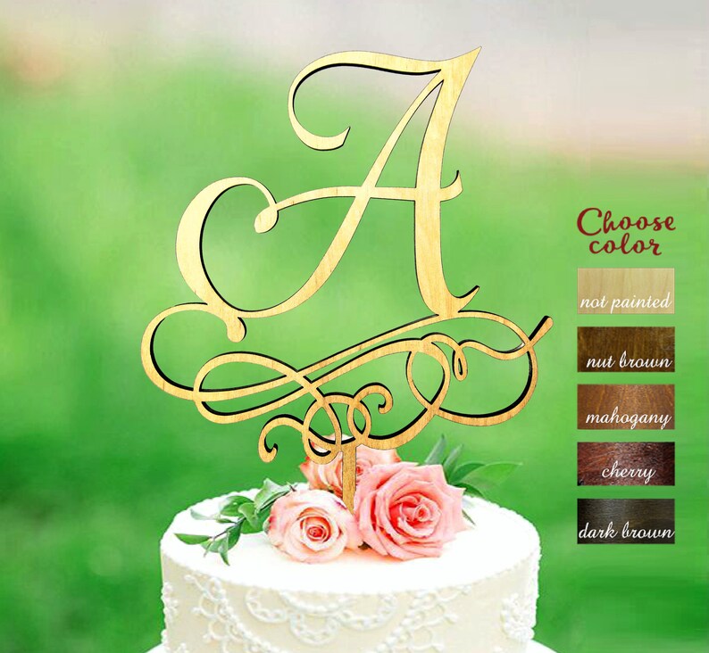 Letter a cake topper Wedding Cake Topper Letter Rustic Cake Etsy