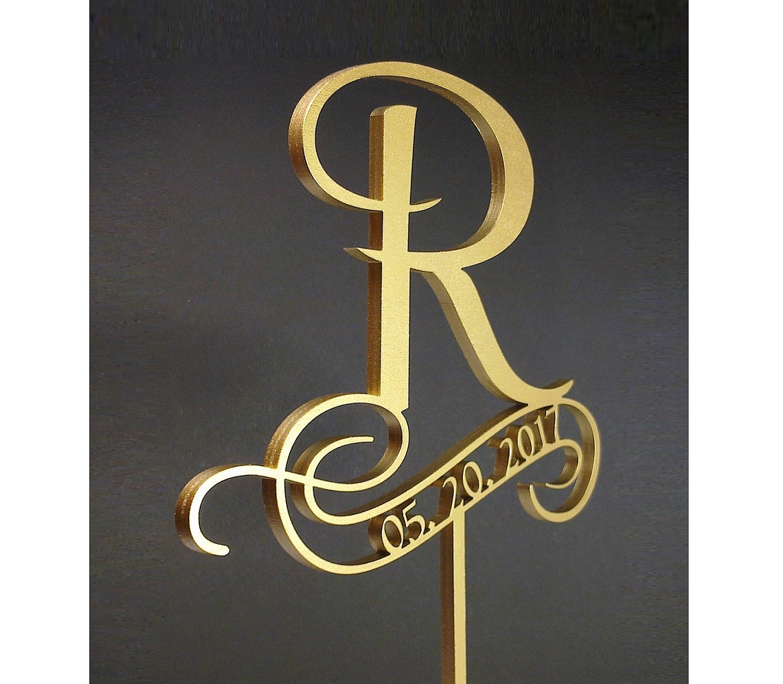 Letter K Cake Topper Gold K Cake Topper Single Letter Etsy