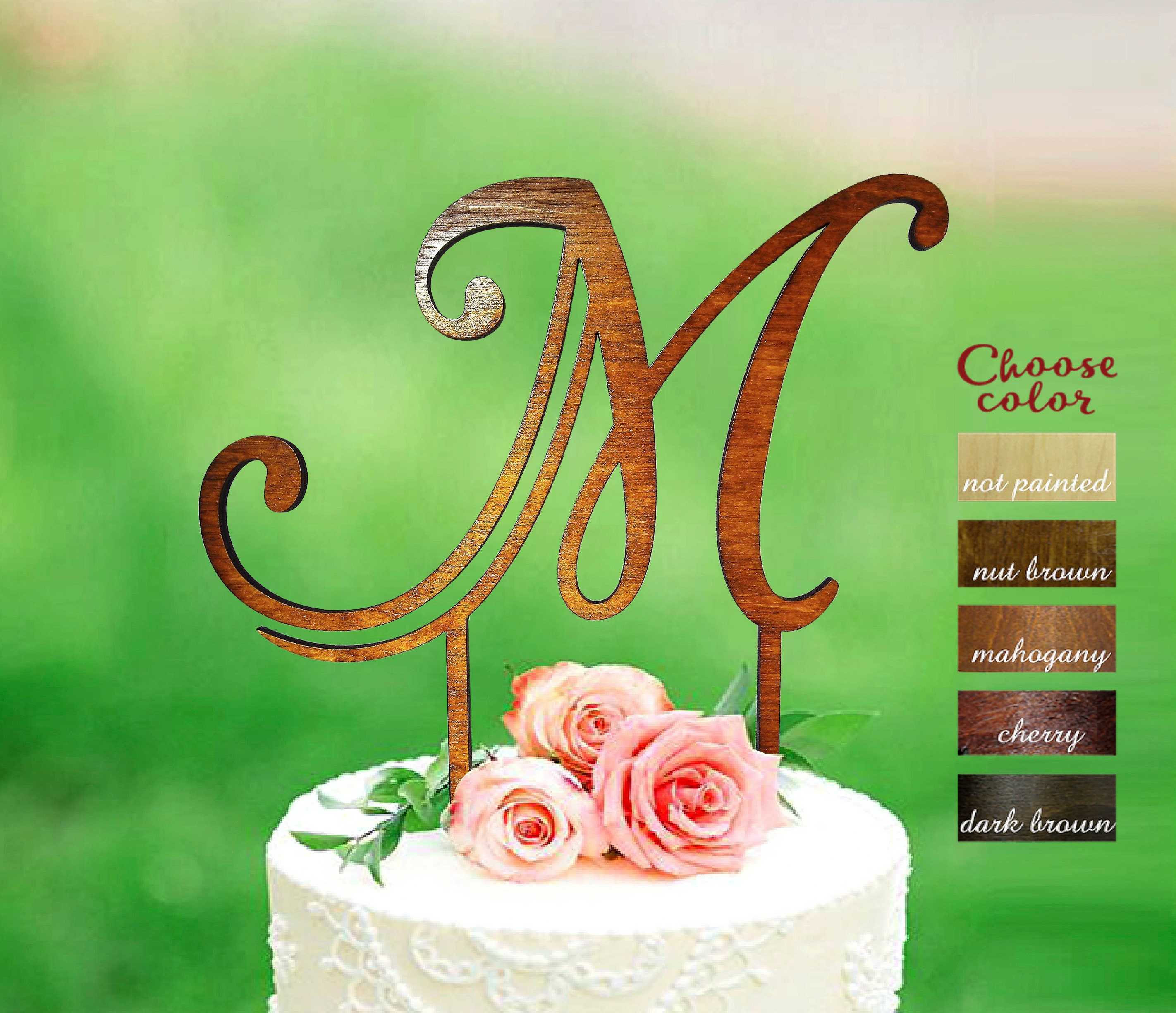 Letter M Cake Topper Letter Cake Toppers for Wedding Letter Etsy