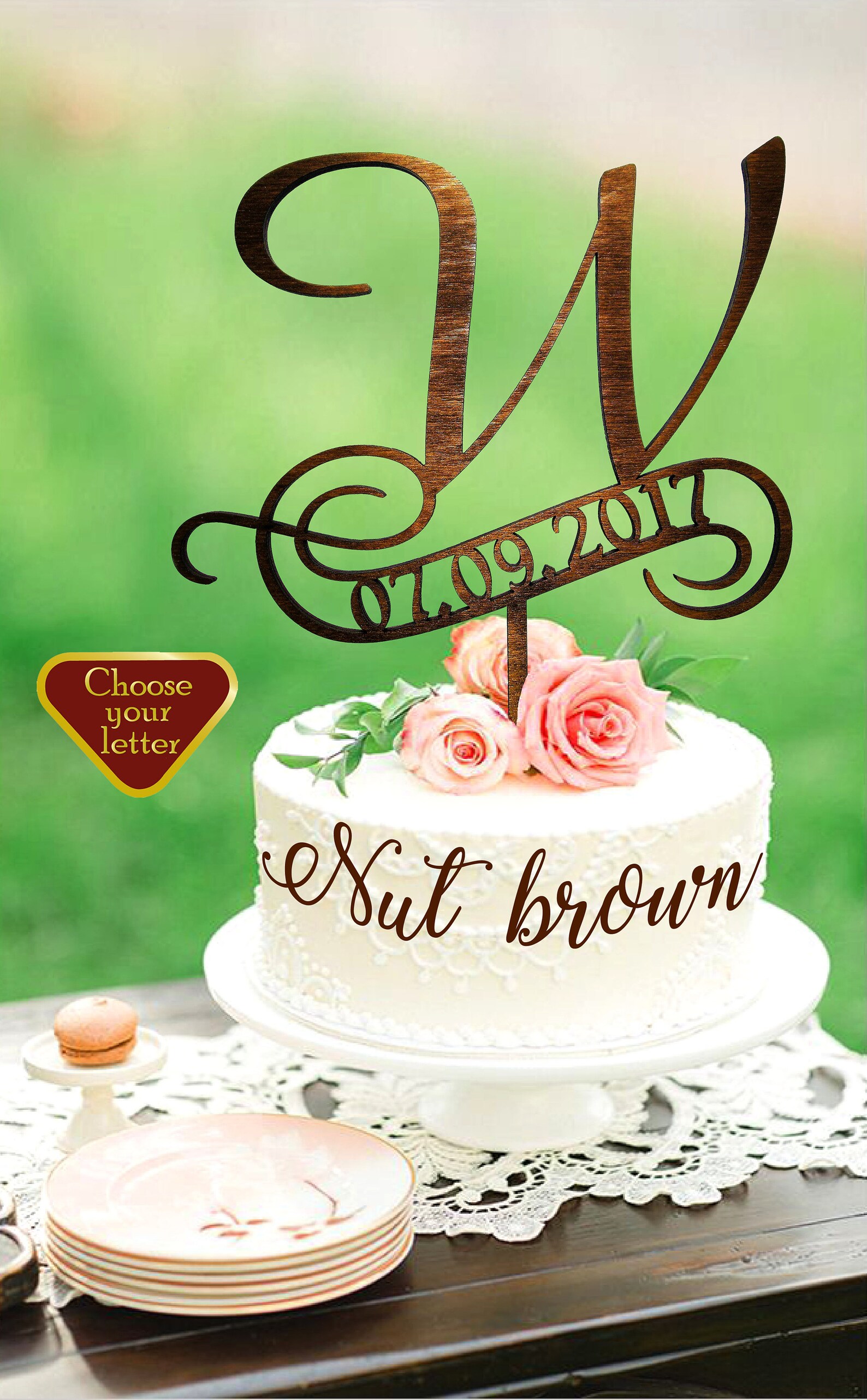 Letter W Wedding Cake Topper Gold Date Wedding Cake Topper Etsy