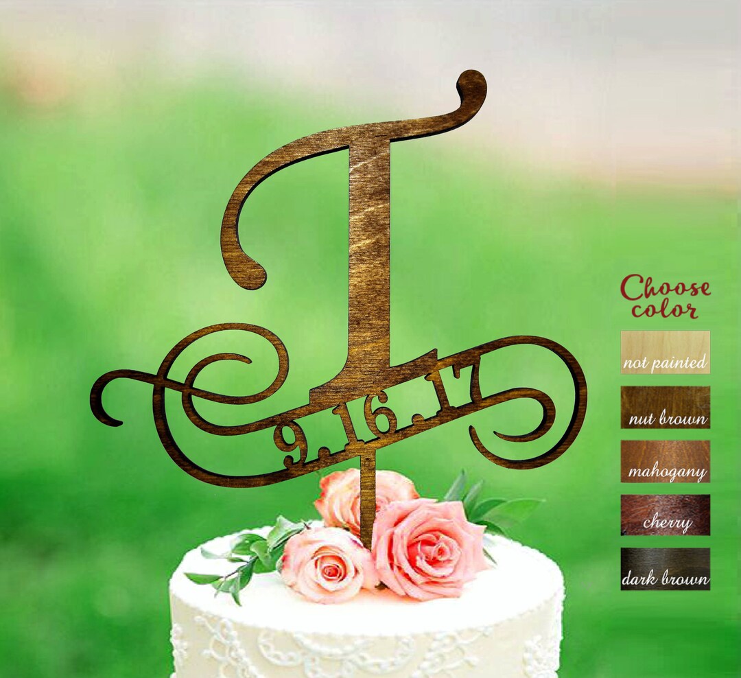 T Cake Topper Cake Toppers for Wedding Date Cake Topper Etsy