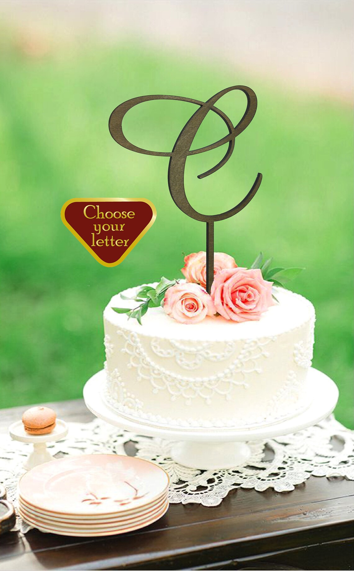 Letter C cake topper Cake Topper Initial Monogram Cake Etsy