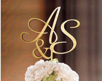 Custom Elegant Rustic Cake Topper Personalized Monogram Initial Letter Cake Topper Bridal Shower Wedding Cake Topper Anniversary, N#07