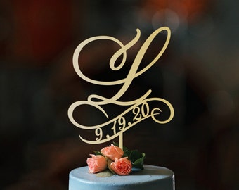 l cake topper, wedding cake topper, cake toppers for wedding, rustic cake topper, initial cake topper, monogram cake, cake topper l, N#09