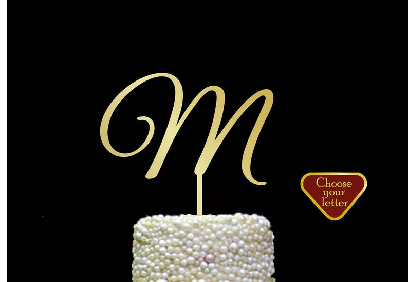 Letter M Cake Topper Gold Single Letter Cake Topper Cake Etsy