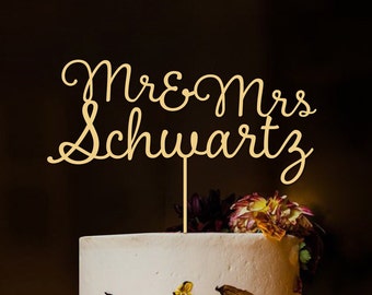 Hochzeitstorte Topper Mr and Mrs Gold Cake Topper Hochzeit Custom Cake Topper Rustikale Hochzeitstorte Topper personalisiert Cake Topper Nachname