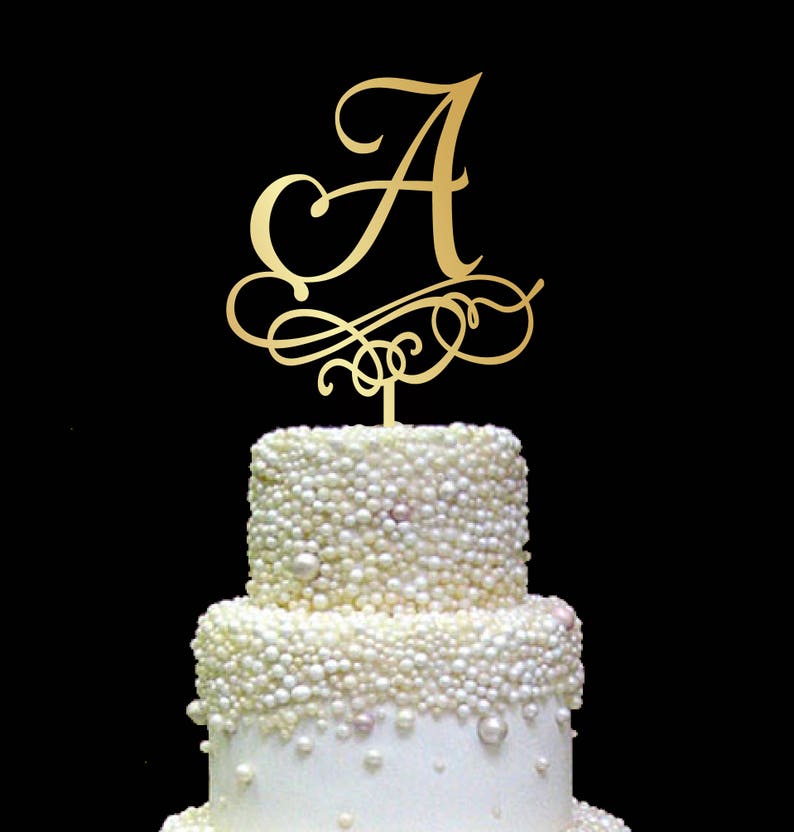 monogram cake toppers rustic cake topper Letter A cake topper letters cake topper gold initial cake topper CT#240 wedding cake topper