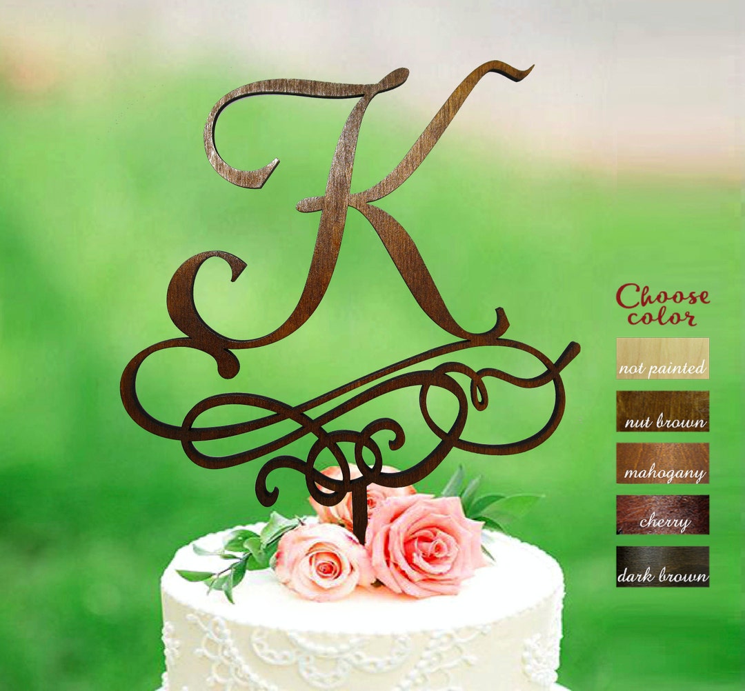 Letter K Cake Topper, Wedding Cake Topper, Gold Initial Cake Topper