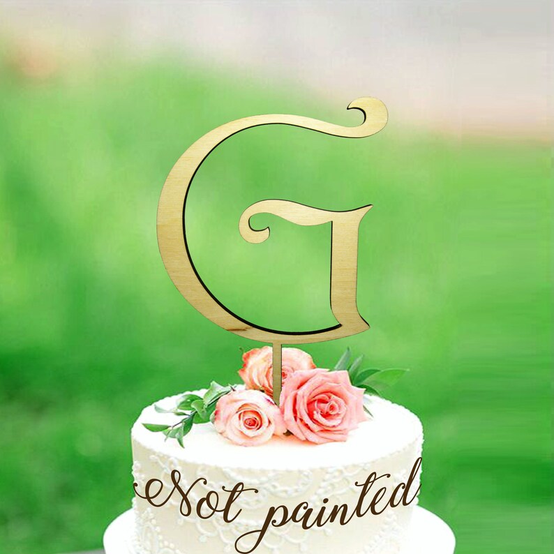 G Cake Topper Wood Initial Cake Topper Cake Toppers for Etsy