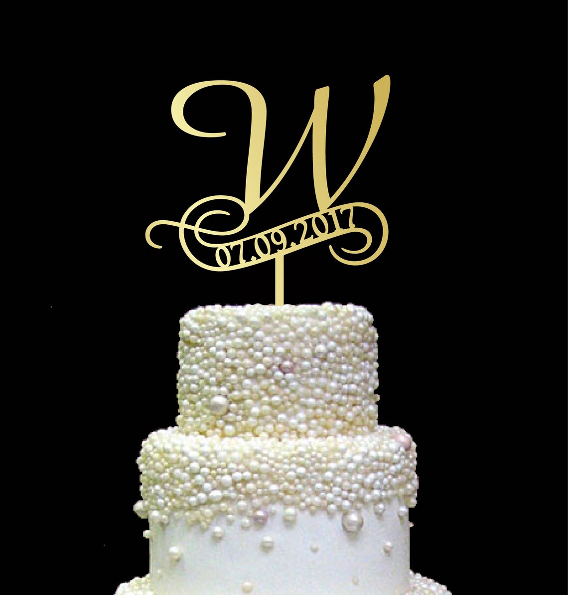 Letter W Wedding Cake Topper Gold Date Wedding Cake Topper - Etsy
