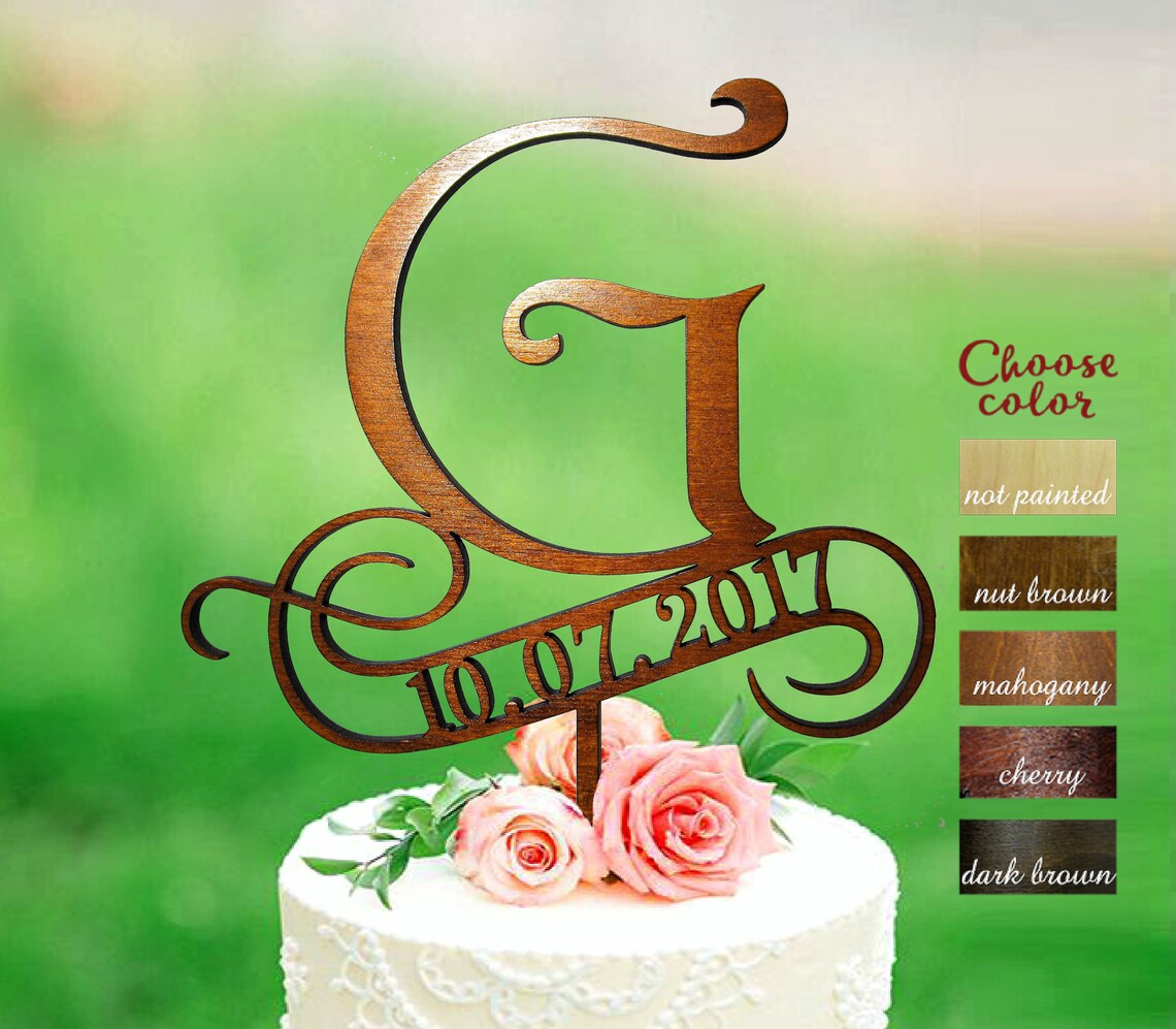 Letter g cake topper Initials cake topper letter wedding Etsy