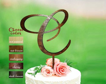 Letter c cake topper, wood initial cake topper, cake topper Initials, rustic monogram cake topper wood, wedding cake topper letter c, CT#186
