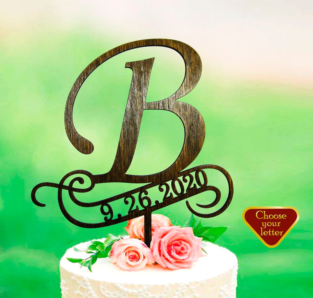 B Cake Topper, Cake Toppers for Wedding, Wedding Cake Topper, Rustic Cake Topper, Initial Cake